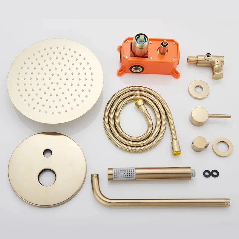 Douche Encastrable Or Brossé 30 cm - Système de douche à effet pluie avec mitigeur mural 4 voies