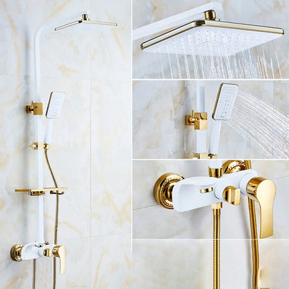 Ensemble de robinets de douche à pluie réglable, murale réglable étagère intégrée