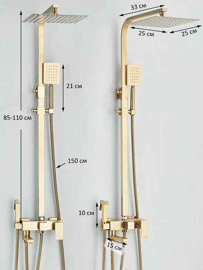 Colonne de douche doré 4-en-1 avec robinet bidet