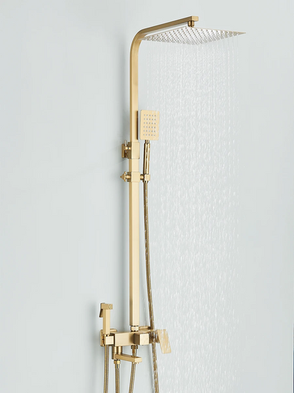 Colonne de douche doré 4-en-1 avec robinet bidet