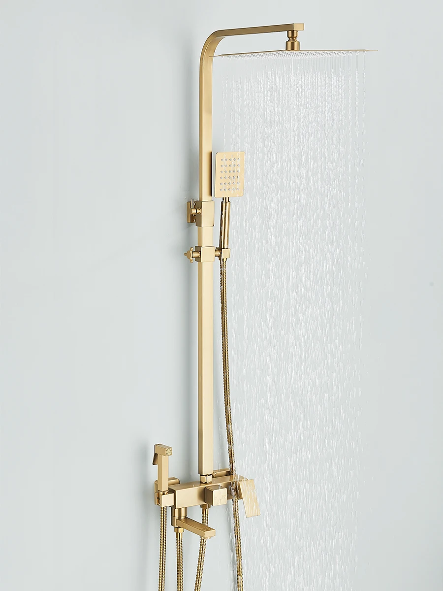 Colonne de douche doré 4-en-1 avec robinet bidet