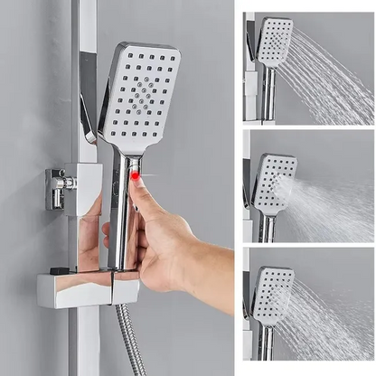 Colonne de douche moderne à effet pluie en laiton, mitigeur eau chaude et froide