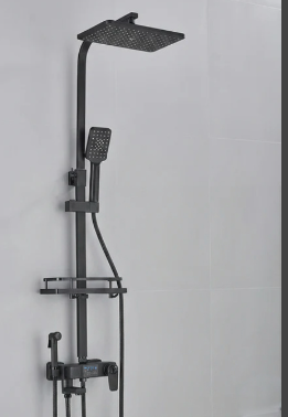 Colonne de douche moderne à effet pluie en laiton, mitigeur eau chaude et froide