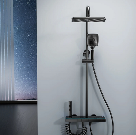 Colonne de douche moderne avec affichage LED – Mitigeur thermostatique & robinet bidet