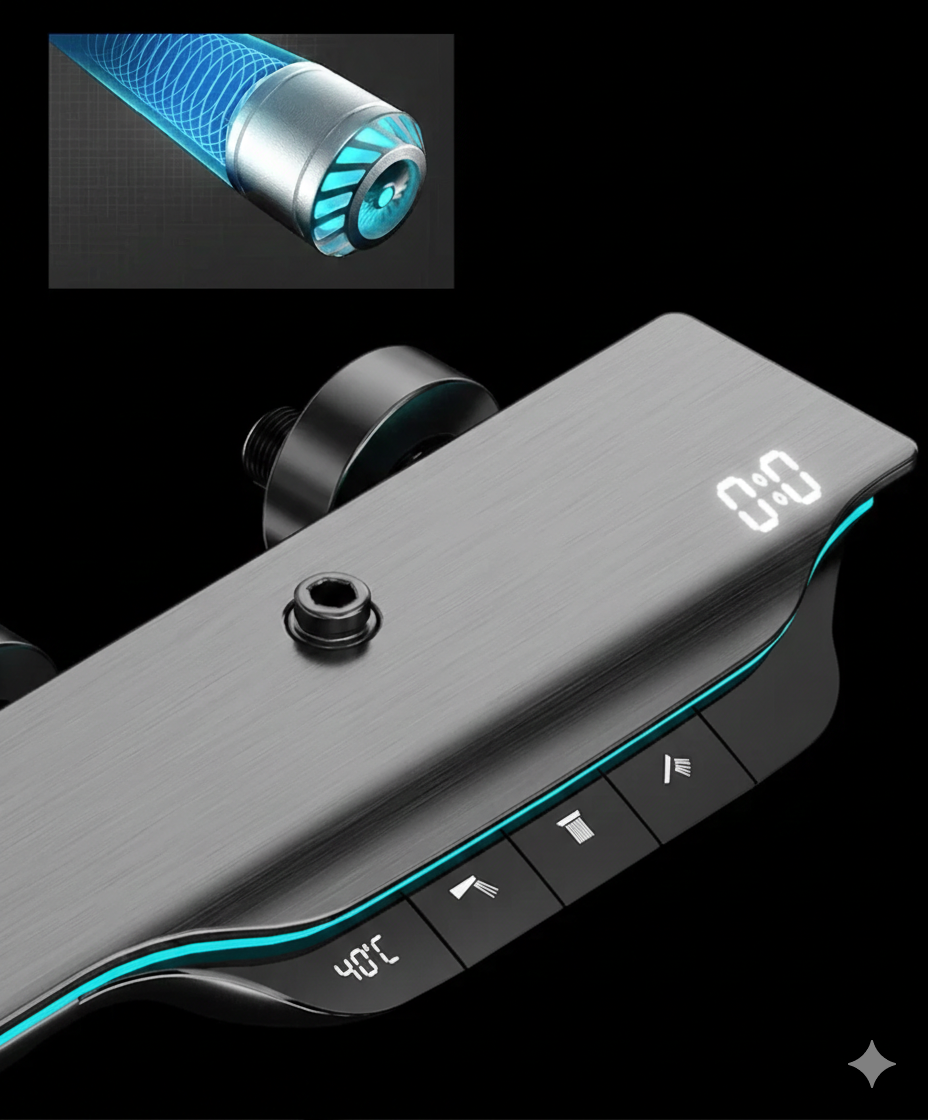 Colonne de douche thermostatique murale complète avec contrôle numérique