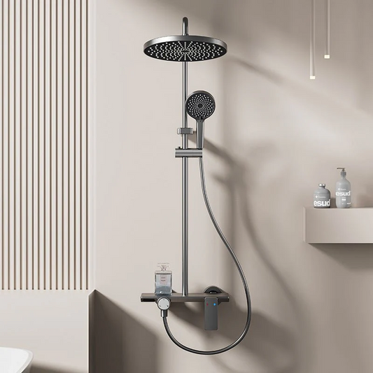 Colonne de Douche Tournesol 3 Voies Murale Moderne Gris – Bouton de sélection des sorties d’eau – Design moderne