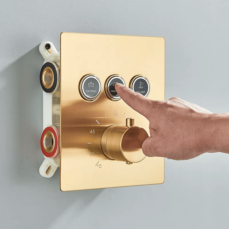 Colonne de Douche Encastrable LED, Pluie & Cascade, Douchette