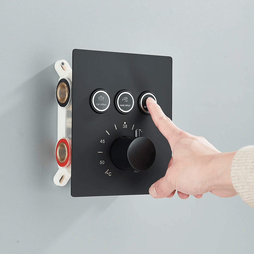 Colonne de Douche Encastrable LED, Pluie & Cascade, Douchette