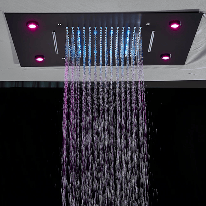Colonne de Douche Encastrable LED, Pluie & Cascade, Douchette