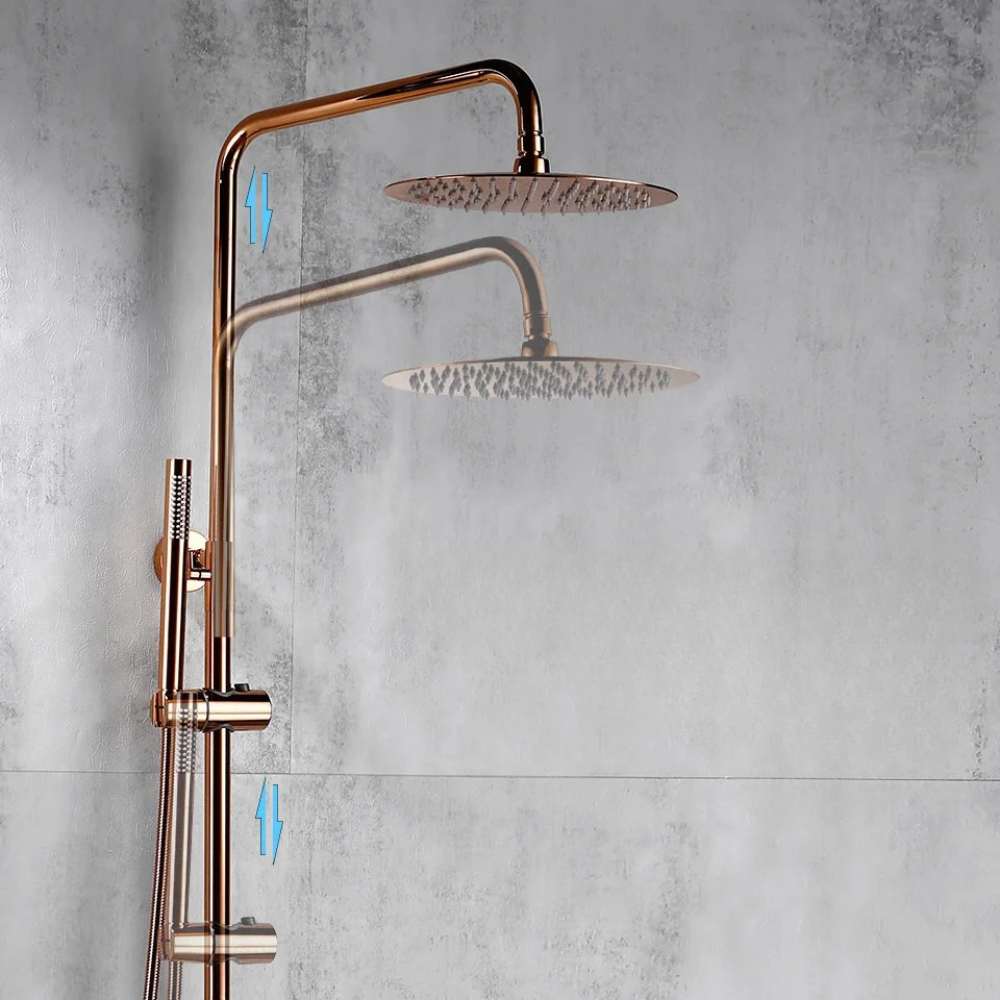 Colonne de Douche Murale Dorée avec Mitigeur Thermostatique et Ciel de Pluie