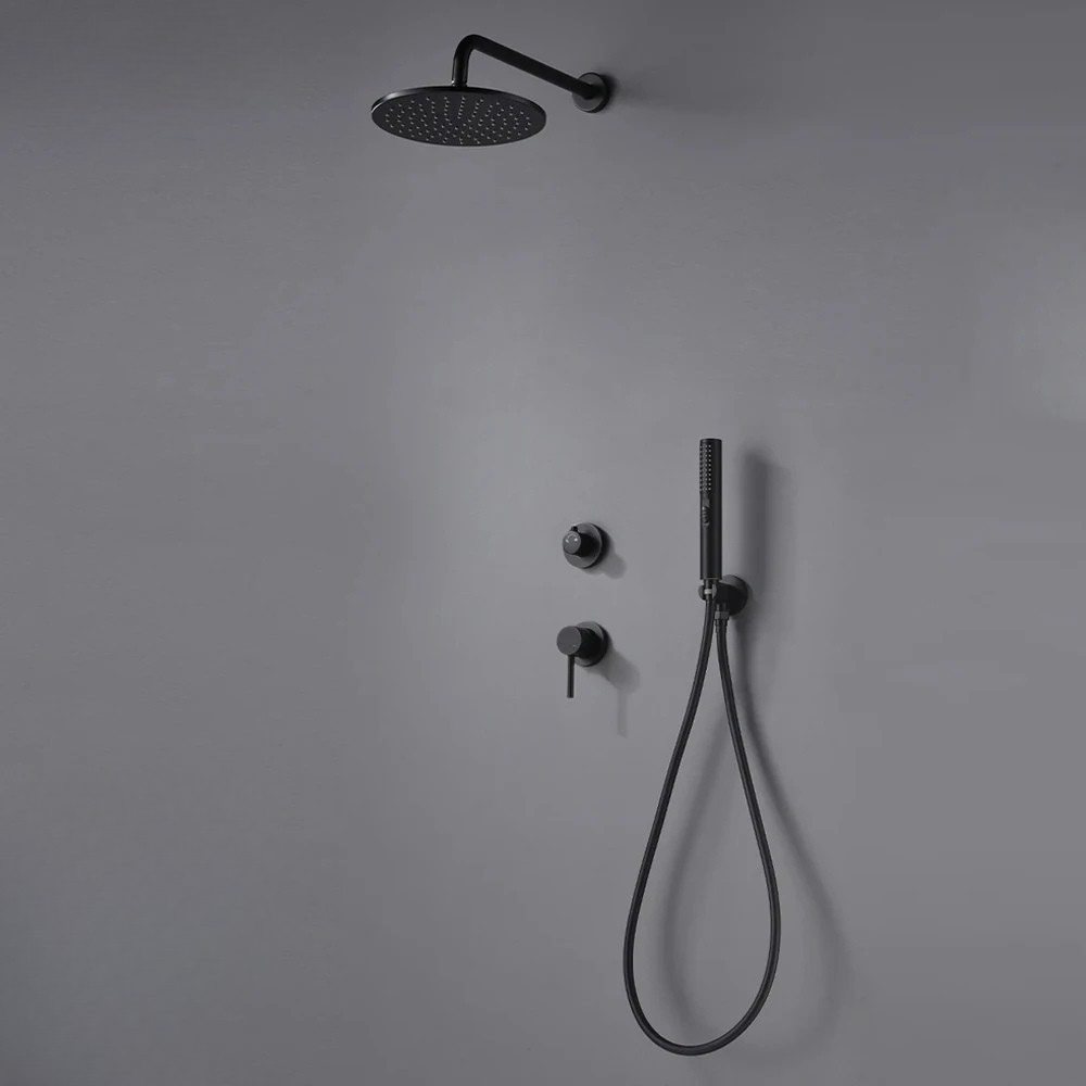 Colonne de Douche Baignoire Encastrable Noir Mat Ciel de Pluie et Douchette
