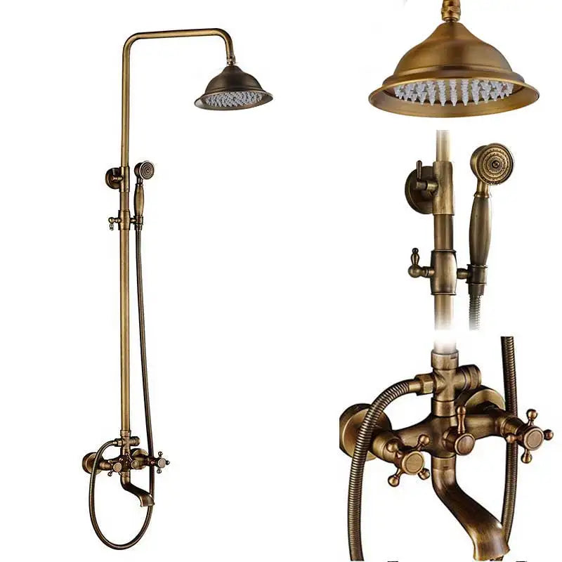 Colonne de Douche Antique avec Mitigueur en Laiton et Étagère