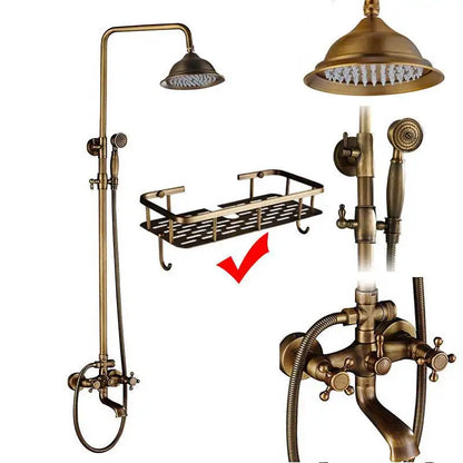 Colonne de Douche Antique avec Mitigueur en Laiton et Étagère