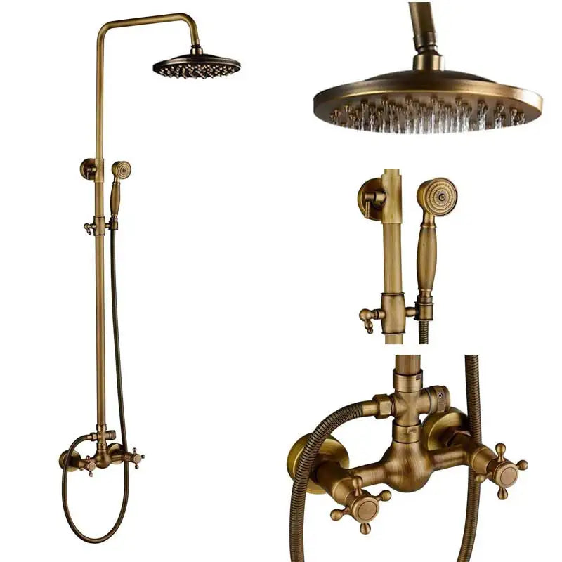 Colonne de Douche Antique avec Mitigueur en Laiton et Étagère