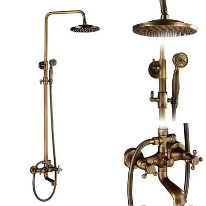 Colonne de Douche Antique avec Mitigueur en Laiton et Étagère