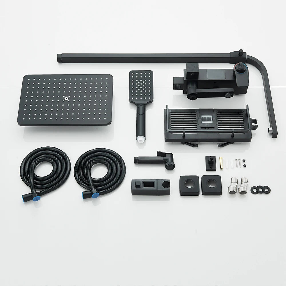 Colonne de Douche Noire à Affichage Numérique 4 Voies