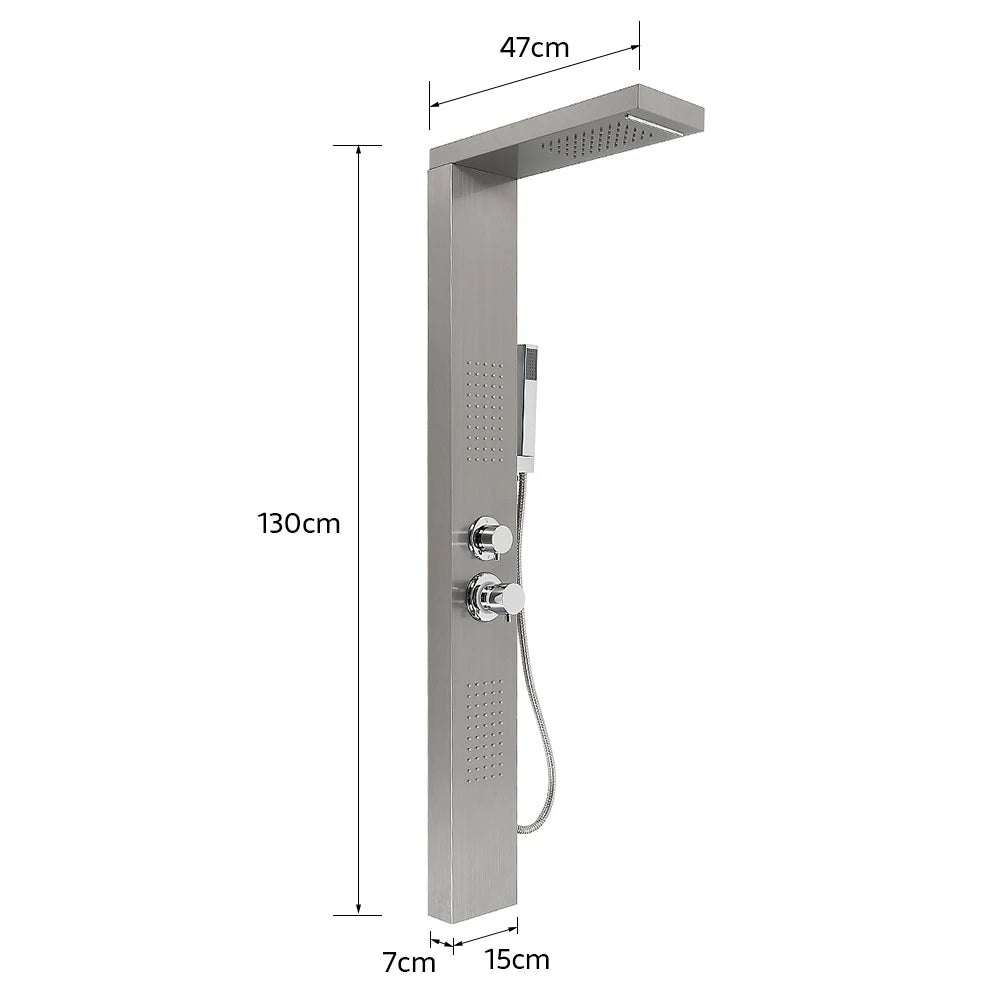 Colonne de Douche Blanche 4 en 1 avec Pluie, Cascade, Jets de Massage & Douchette