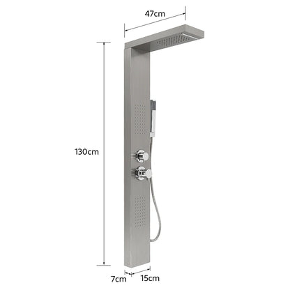 Colonne de Douche Blanche 4 en 1 avec Pluie, Cascade, Jets de Massage & Douchette