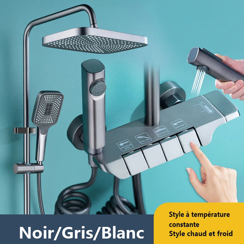 Colonne de Douche avec Mitigeur 4 Fonctions et Affichage Numérique