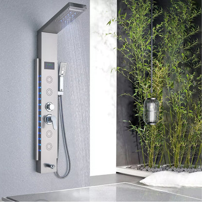 Colonne de Douche Cascade de Pluie LED Noir – Panneau Digital Température