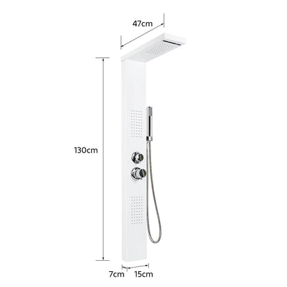 Colonne de Douche Blanche 4 en 1 avec Pluie, Cascade, Jets de Massage & Douchette