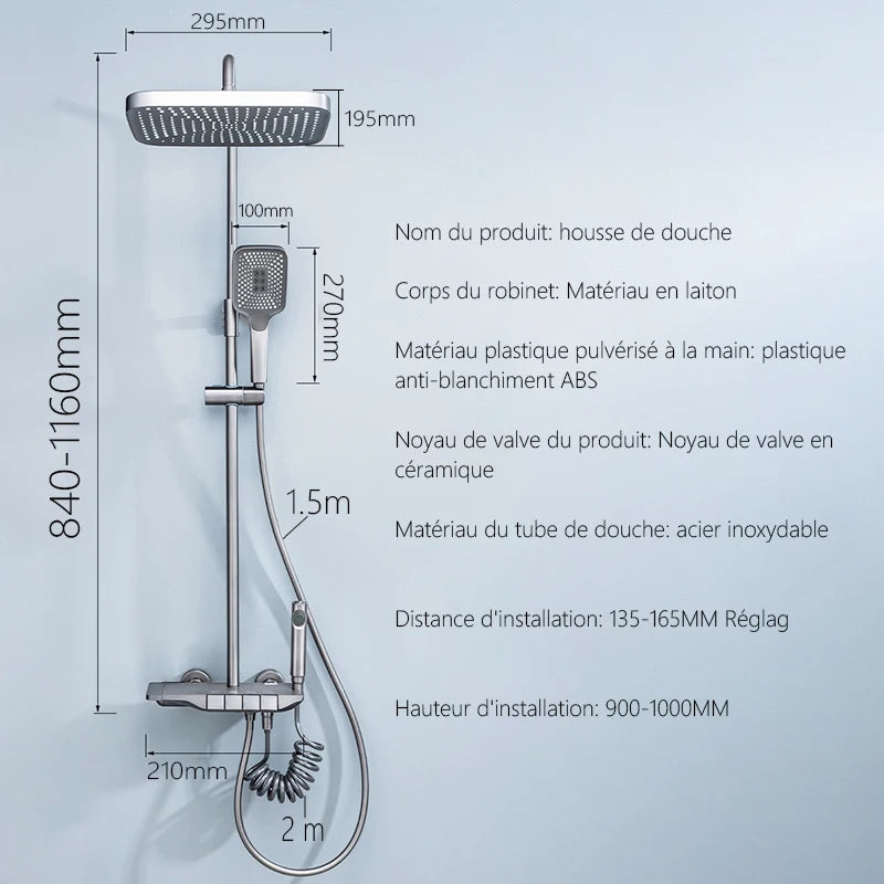 Colonne de Douche avec Mitigeur 4 Fonctions et Affichage Numérique