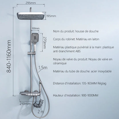 Colonne de Douche avec Mitigeur 4 Fonctions et Affichage Numérique