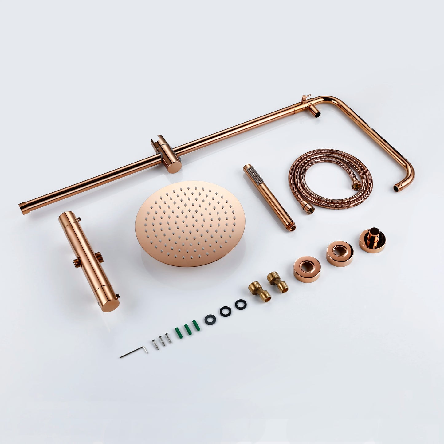 Colonne de Douche Murale Dorée avec Mitigeur Thermostatique et Ciel de Pluie