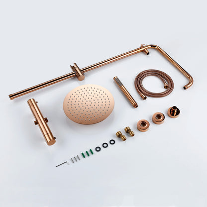 Colonne de Douche Murale Dorée avec Mitigeur Thermostatique et Ciel de Pluie