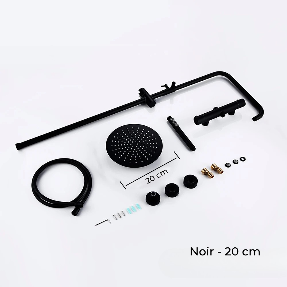 Colonne de Douche Murale Dorée avec Mitigeur Thermostatique et Ciel de Pluie