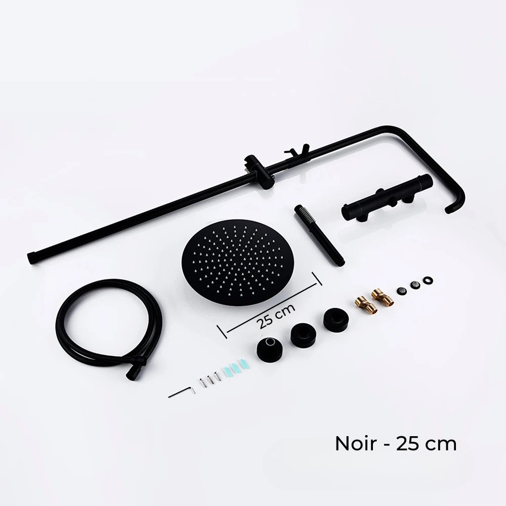 Colonne de Douche Murale Dorée avec Mitigeur Thermostatique et Ciel de Pluie