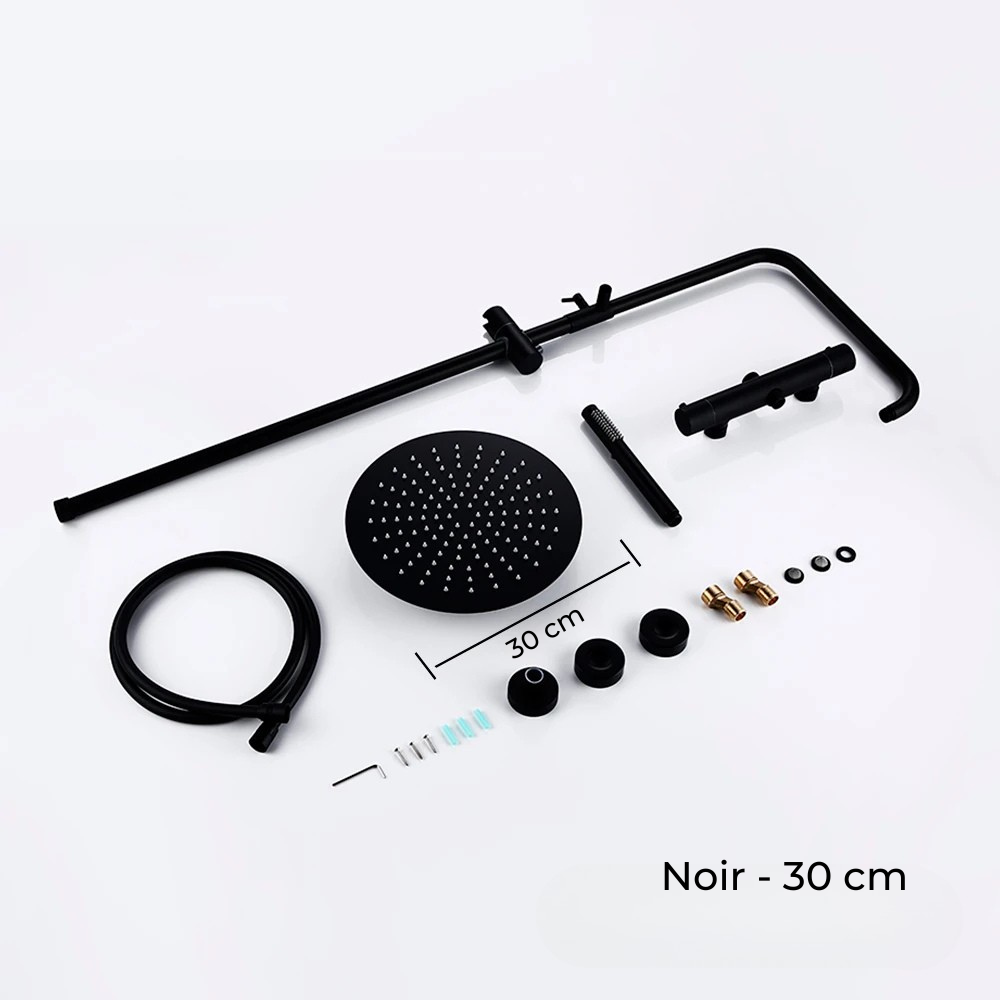 Colonne de Douche Murale Dorée avec Mitigeur Thermostatique et Ciel de Pluie