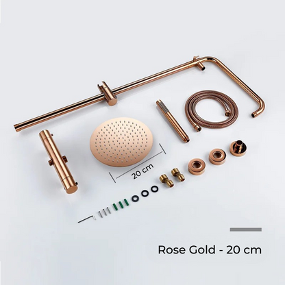 Colonne de Douche Murale Dorée avec Mitigeur Thermostatique et Ciel de Pluie