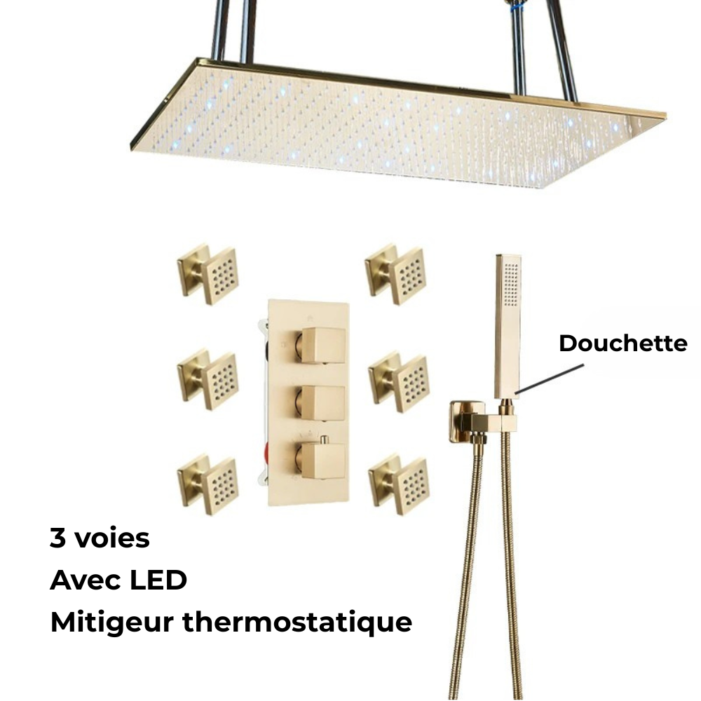 Colonne de Douche Thermostatique Jet Pluie