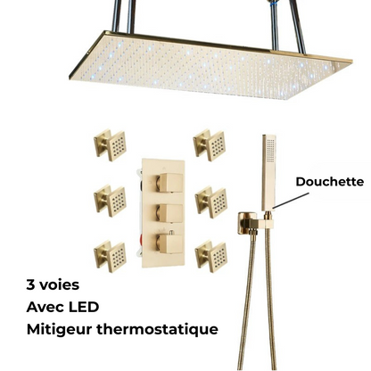 Colonne de Douche Thermostatique Jet Pluie