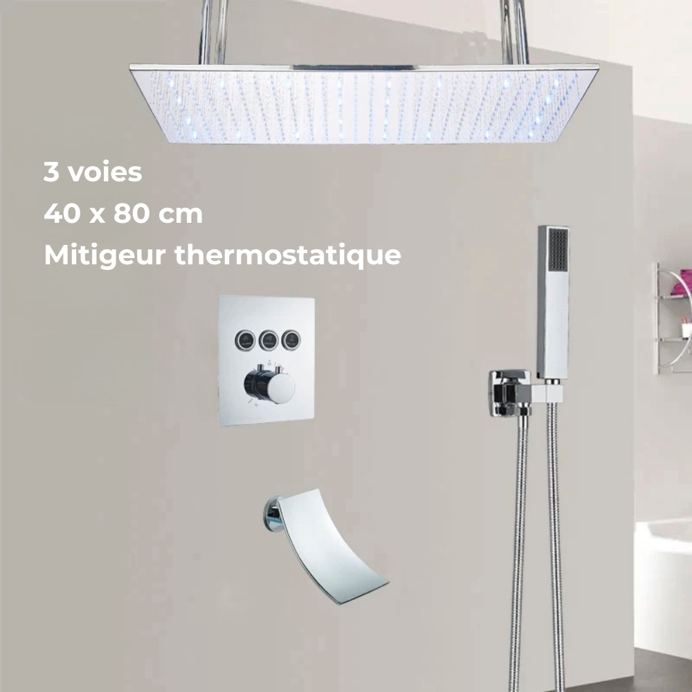Colonne de Douche Thermostatique Jet Pluie