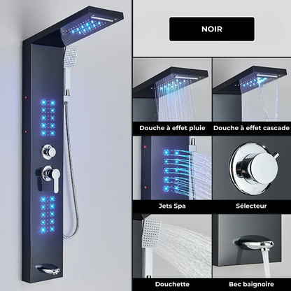 Colonne de Douche Noire Jets Multifonctions