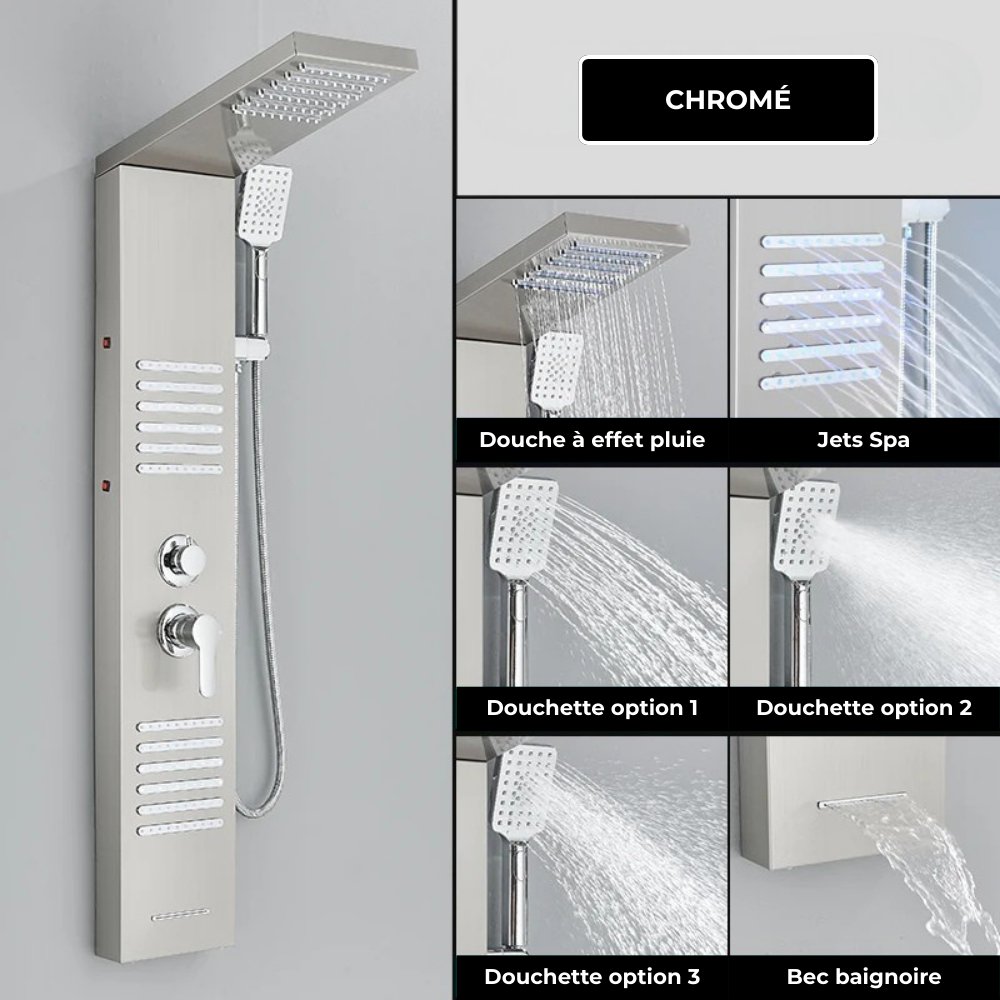 Colonne de Douche Noire Jets Multifonctions