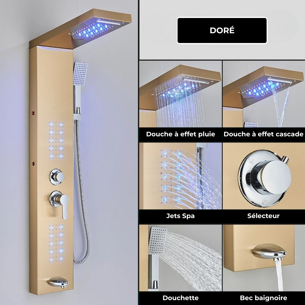 Colonne de Douche Noire Jets Multifonctions
