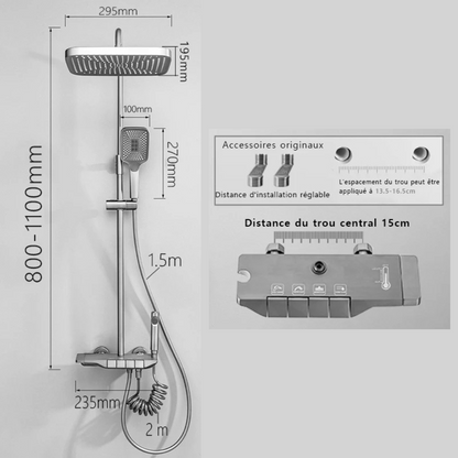 Colonne de Douche Baignoire Jets Pluie et Robinet Bain/Douche