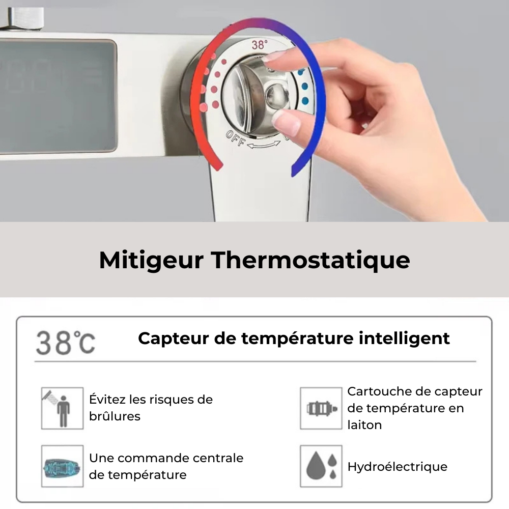 Colonne de Douche Noire Tendance Effet Pluie