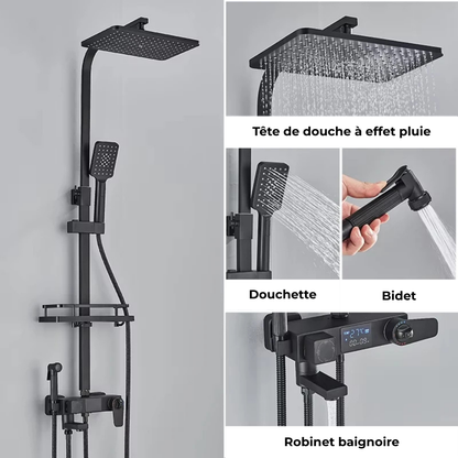 Colonne de Douche Noire Tendance Effet Pluie