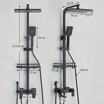 Colonne de Douche Noire à Affichage Numérique 4 Voies