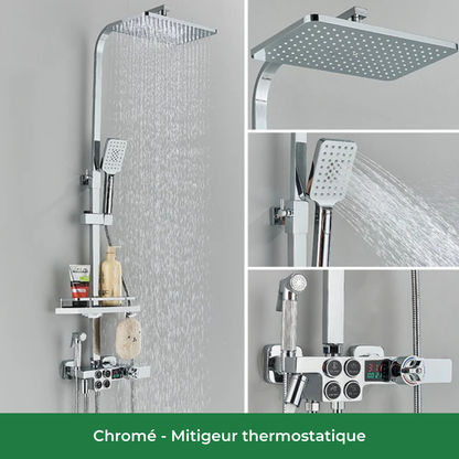 Colonne de Douche Blanche avec Pommeau Pluie & Affichage Numérique (Sans variants)