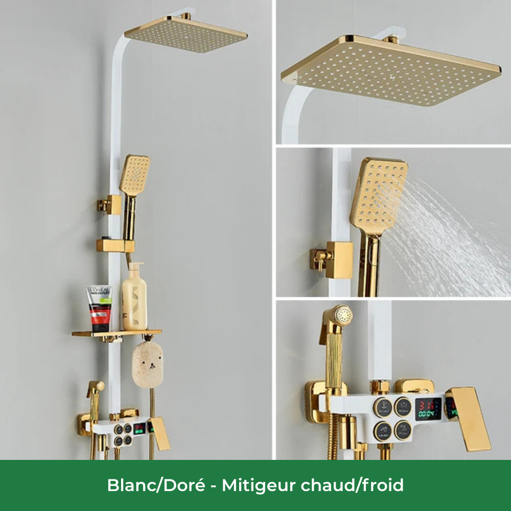 Colonne de Douche Blanche avec Pommeau Pluie & Affichage Numérique (Sans variants)