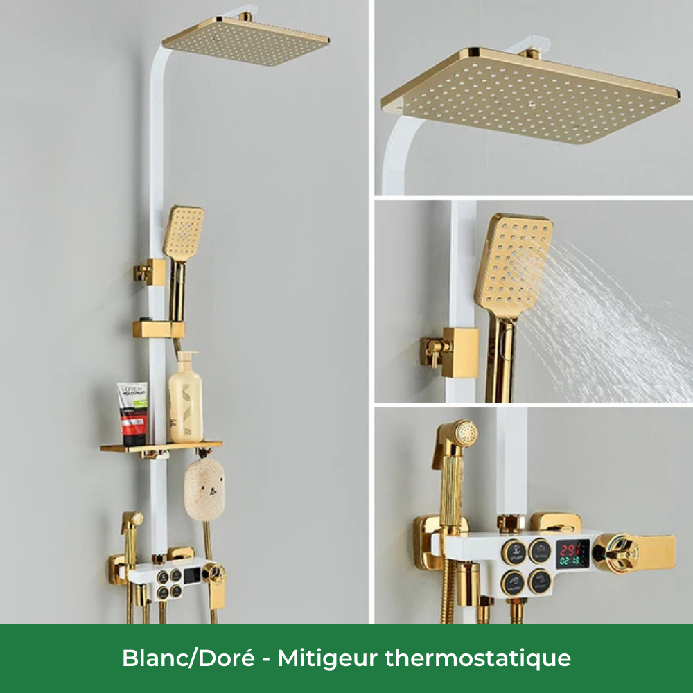 Colonne de Douche Blanche avec Pommeau Pluie & Affichage Numérique (Sans variants)