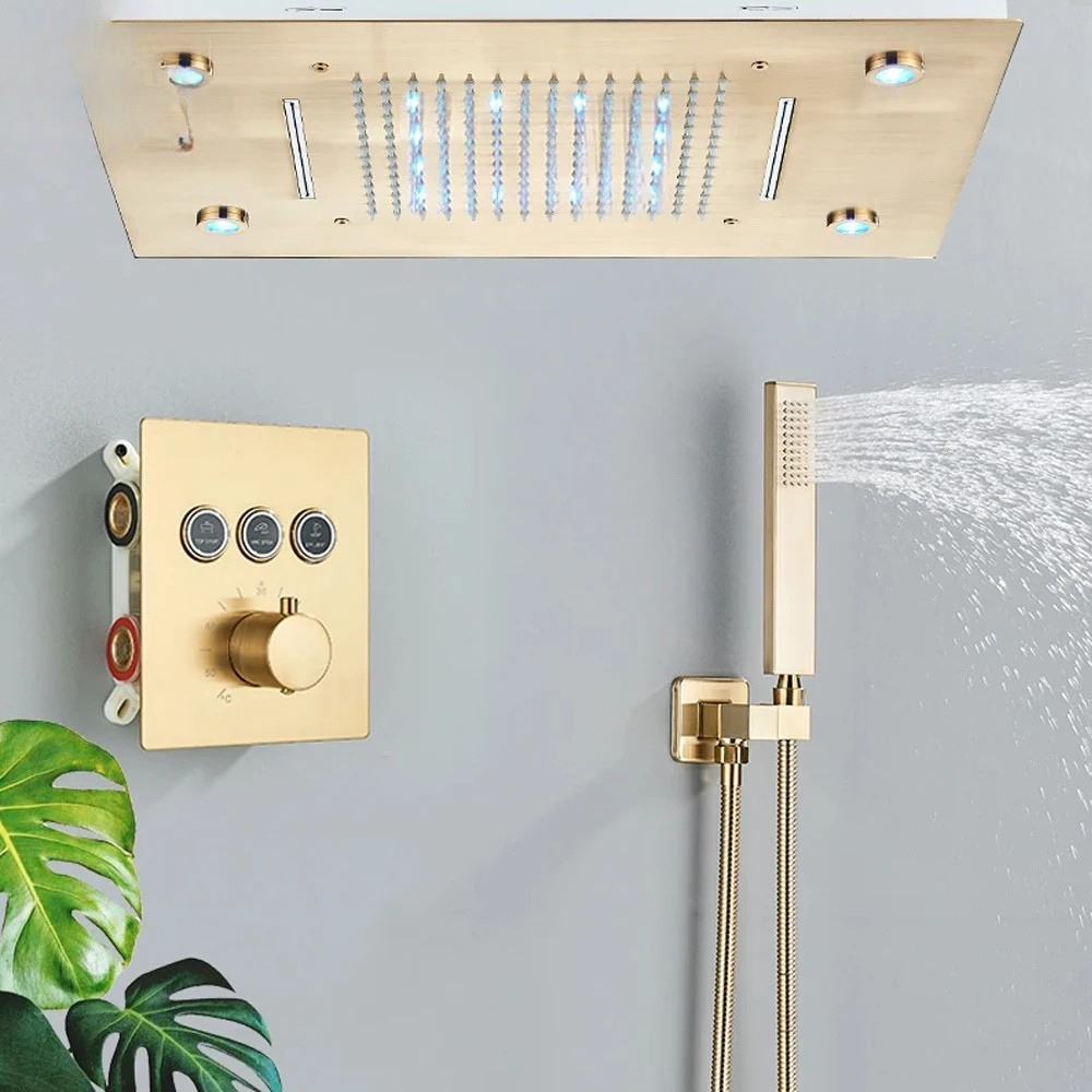 Colonne de Douche Thermostatique Ciel de Pluie - Pomme de Douche LED Cascade